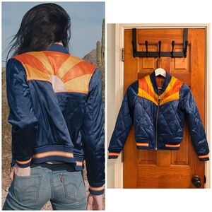 Classic Rock Couture Original Blue Rising Sun Bomber Jacket - XS
